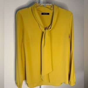 Nine West yellow/Gold Front Tie Blouse